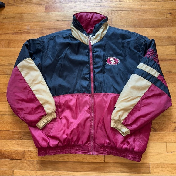 San Francisco 49ers Starter Jacket Mens XL Black Red Gold Vintage
